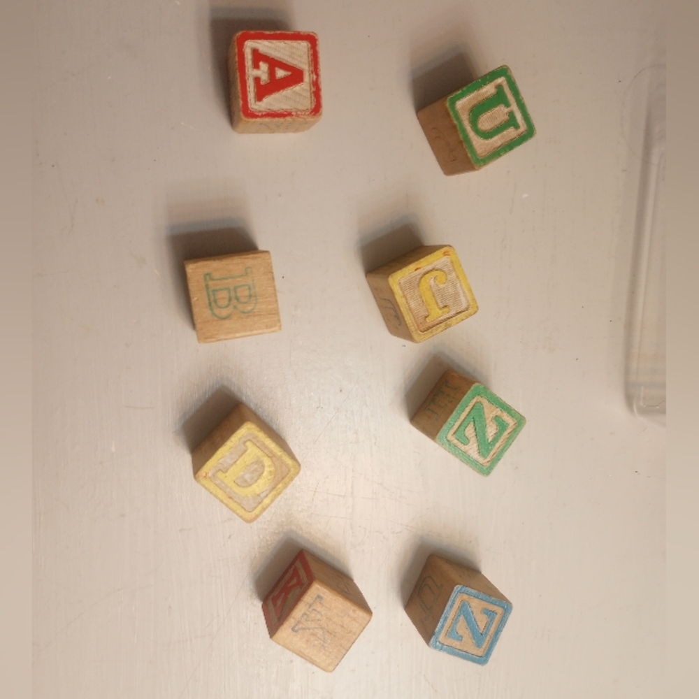 Bundle Of Vintage Wooden Alphabet Blocks 8 Blocks Total
